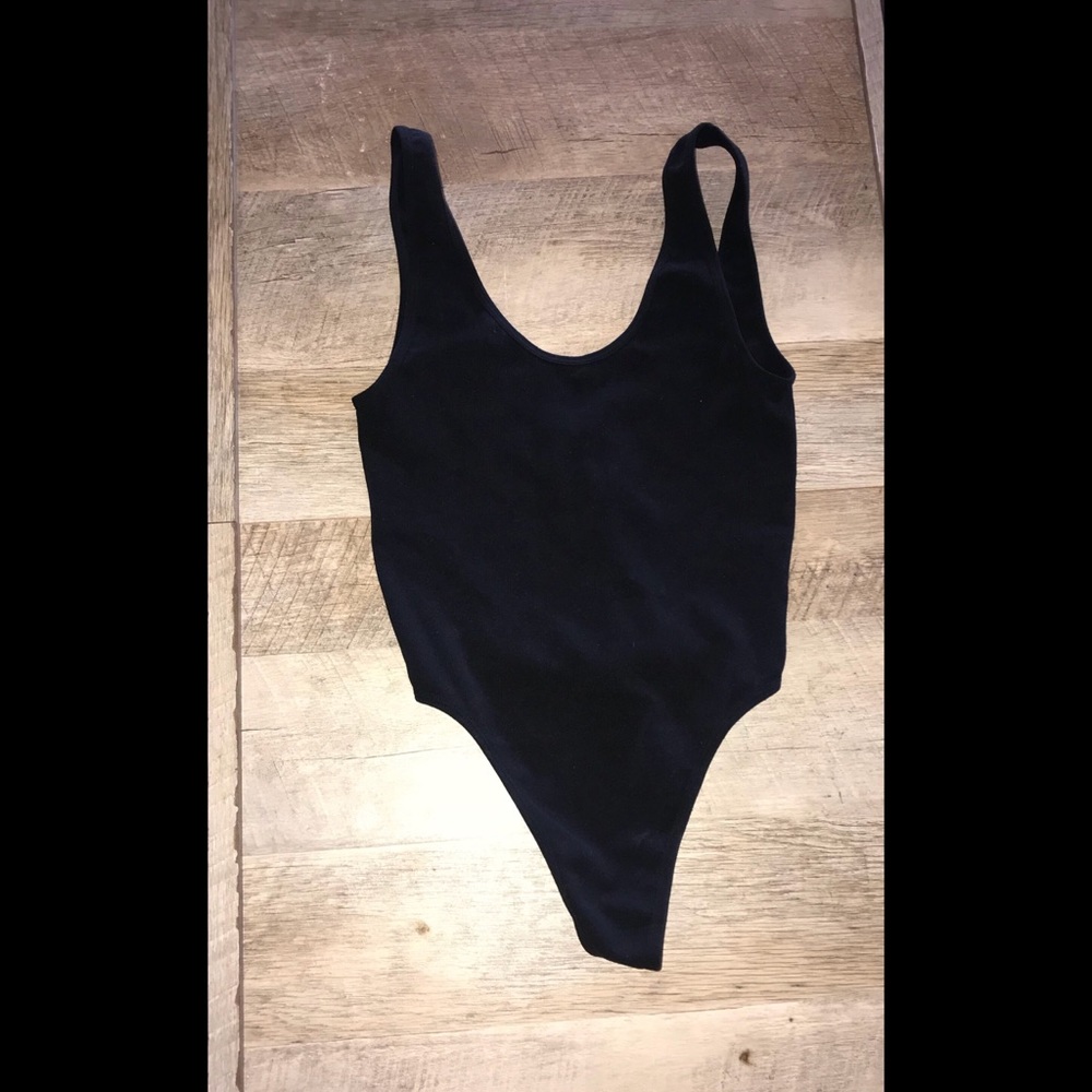 Black ribbed bodysuit